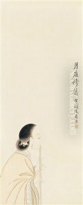 Woman With Flute In Moonlight (+ Woman Attracted With Flowers; 2 Works) by Feng Chaoran