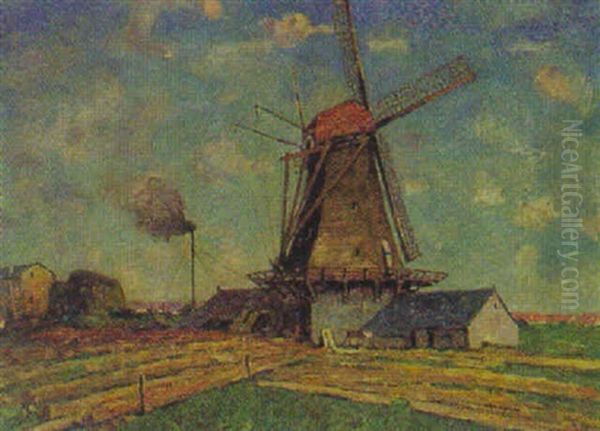 Norddeutsche Landschaft Mit Windmuhle - view 1