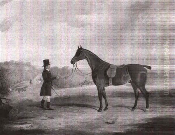 A Gentleman Holding His Bay Hunter In A Landscape - view 1