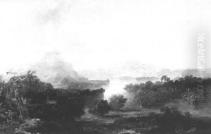 Trees By A Loch by Thomas Fenwick