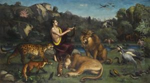 Orpheus Charming The Animals by Adolf Fenyes