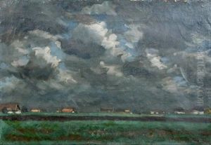 Slovakian Landscape With Farmstead by Adolf Fenyes