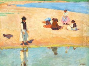 On The Lakeside by Adolf Fenyes