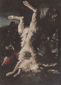 A Cockerel And Two Chickens In A Landscape