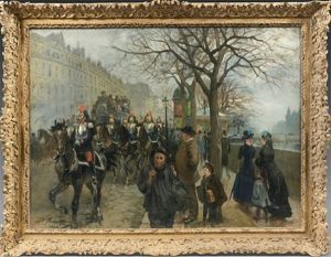 Passage De La Garde Republicaine Sur Les Quais Pres Du Pont Neuf