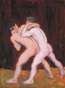 Wrestlers Iii by Karoly Ferenczy