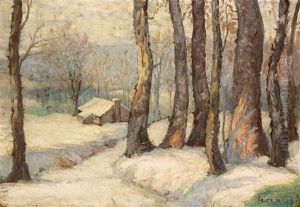 A Winter Landscape by Karoly Ferenczy