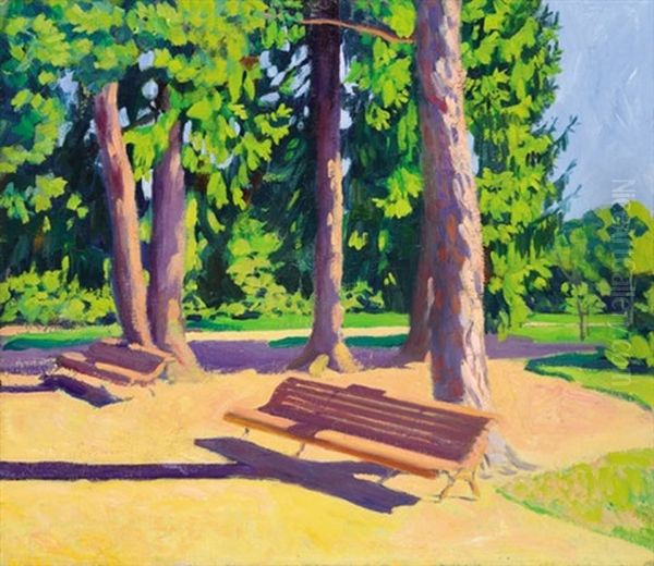 Park Detail With Benches - view 1