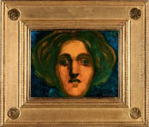 Head Of A Woman (wavy Hair Woman) by Karoly Ferenczy