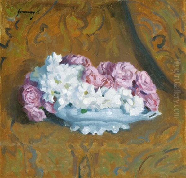 Purple And White Roses On A Plate - view 1