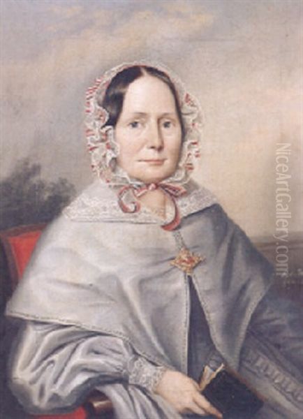 Portrait Einer Vornehmen Frau Im Grauen Kostum - view 1