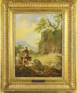 Landscape With Classical Architecture And Staffage Landscape With Classical Architecture And Staffage