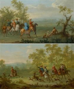 Pair Of Works: Equestrian Scenes by Franz de Paula Ferg