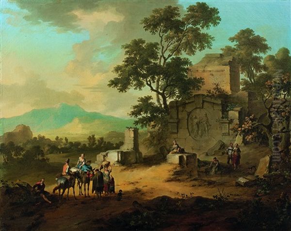 Landleute In Sudlicher Ruinenlandschaft - view 1
