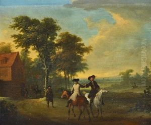 A Landscape With Riders Conversing by Franz de Paula Ferg