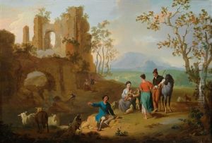 Rastende Landleute Vor Einer Ruine by Franz de Paula Ferg