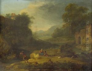 Pastorale Landschaft Mit Schaferpaar