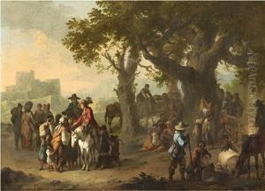 A Caravan At Rest by Franz de Paula Ferg