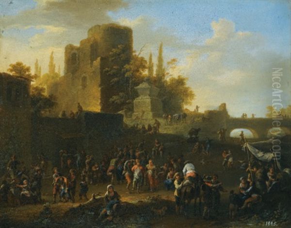 A Kermesse With Villagers By Ruins - view 1