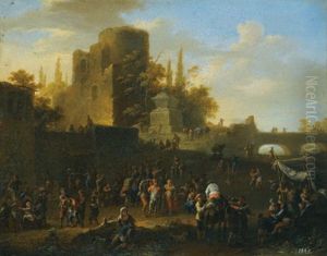 A Kermesse With Villagers By Ruins by Franz de Paula Ferg