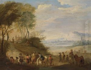Weite Landschaft Mit Einer Jagdgesellschaft by Franz de Paula Ferg