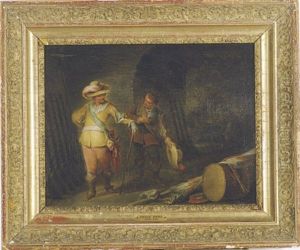 An Officer And Soldiers In A Guardroom by Franz de Paula Ferg