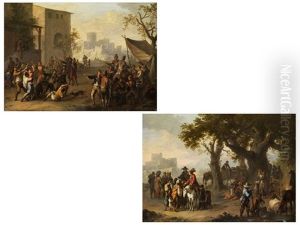 Gesellschaftsbilder Vor Der Stadt (pair) by Franz de Paula Ferg