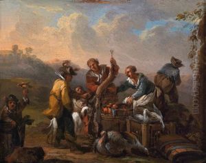Marktszene Mit Wildbrethandlern by Franz de Paula Ferg