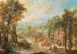 Eine Weite Landschaft Mit Badenden Im Linken Vordergrund (collabe. W/ Maximilian Joseph Schinnagl)