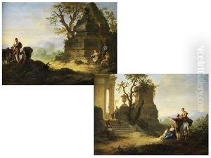 Arkadische Landschaften Mit Figurenstaffage (diptych) Arkadische Landschaften Mit Figurenstaffage (diptych)