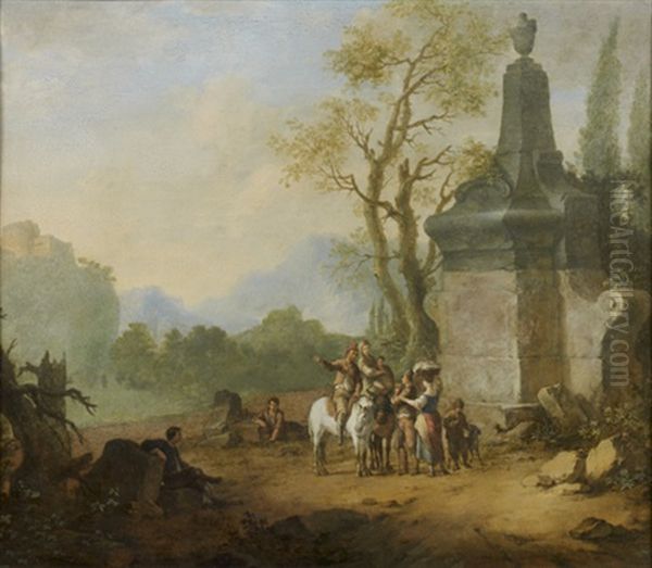 Paysage Italien Anime De Voyageurs - view 1