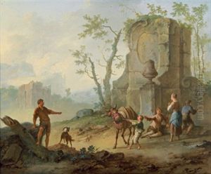 Eine Schaferszene In Arkadischer Landschaft by Franz de Paula Ferg