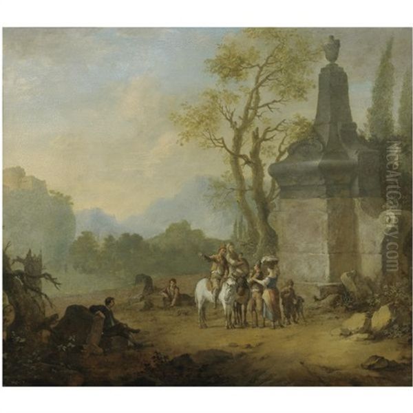 Peasants Conversing In An Italianate Landscape - view 1