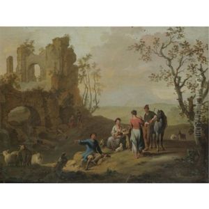 A Landscape With Figures Resting Near Classical Ruins thumbnail