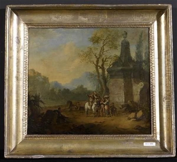 Landschaft Mit Reitern Vor Einem Monument - view 1