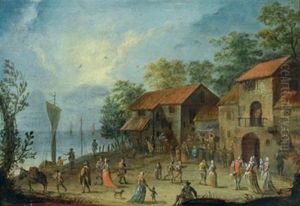 Dorfplatz Mit Einem Quacksalber Und Vielen Figuren by Franz de Paula Ferg