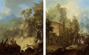 Rheinische Landschaften (pair) by Franz de Paula Ferg