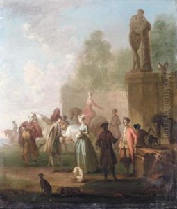 An Elegant Hunting Company In A Park Landscape An Elegant Hunting Company In A Park Landscape