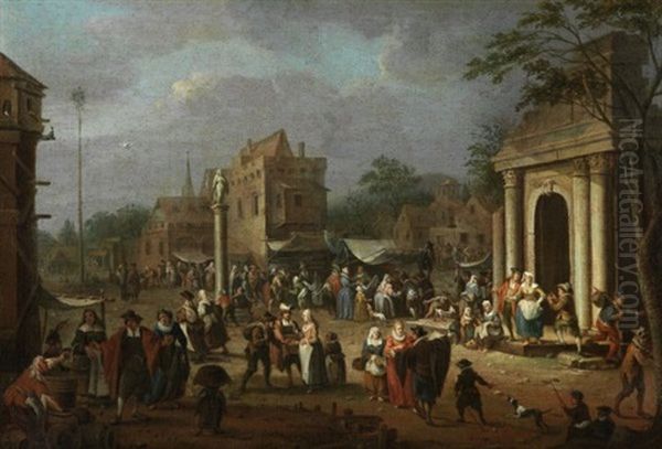 Stadtplatz Mit Geschaftigem Treiben - view 1