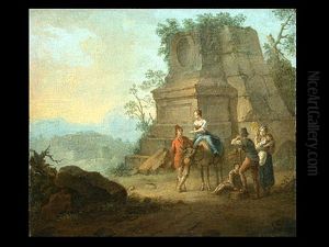 Rast Vor Einer Ruine Vor Tiefer Landschaft Rast Vor Einer Ruine Vor Tiefer Landschaft