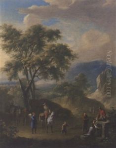 A Mountainous Landscape With Peasants Travelling On A Path A Mountainous Landscape With Peasants Travelling On A Path
