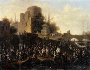 Scene De Fete Villageoise Pres De Ruines Antiques by Franz de Paula Ferg