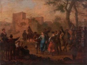 A Country Dance In An Italianate Landscape by Franz de Paula Ferg