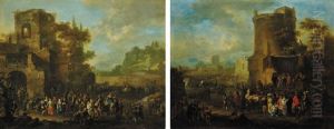 An Italianate Landscape With Peasants Making Merry In A Town