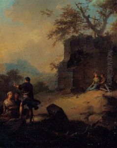 A Landscape With Soldiers And Peasants Amongst Ruins