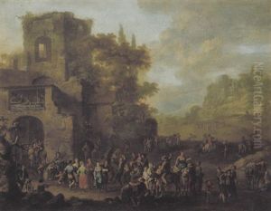 Volksfest In Einer Landschaft Mit Ruinen Volksfest In Einer Landschaft Mit Ruinen