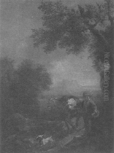 Travelers In A Mountainous Landscape - view 1