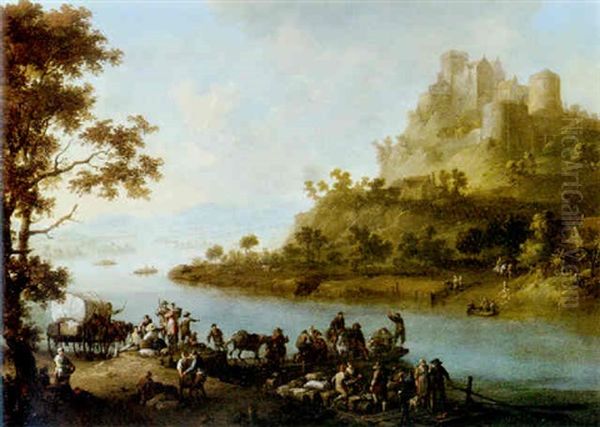 Paysage Fluvial Avec Passage Du Bac - view 1