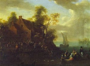 Peasants Returning In A Ferry From A Village Kermesse by Franz de Paula Ferg