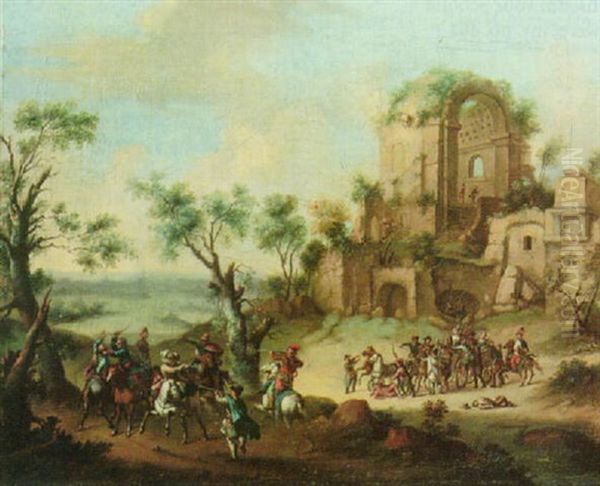 A Cavalry Skirmish In A Landscape With Ruins - view 1